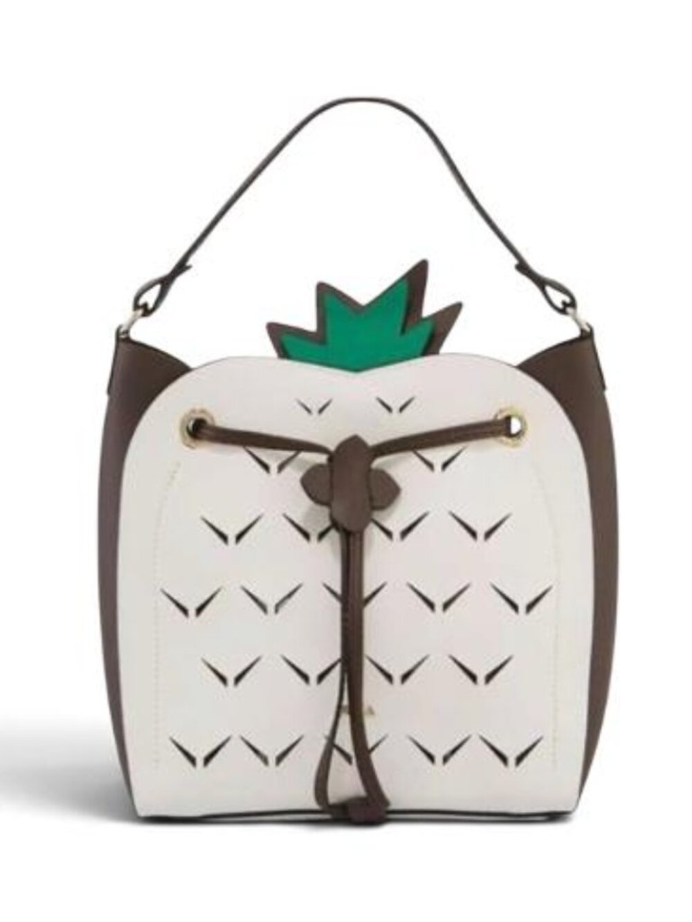 NWOT - FURLA PINEAPPLA Leather Drawstring Bucket Made In Italy WITH DUSTY - RARE